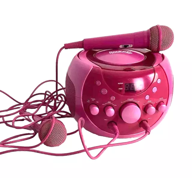 Rock Jam Karaoke Party Pack Machine Pink CD Player Two Microphones KP082