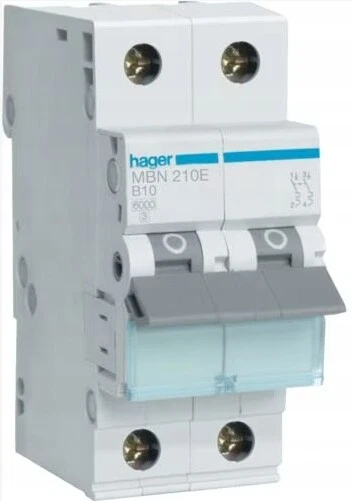HAGER MCB 2P B 10A 6kA MBN210E / #Z E00H 3089