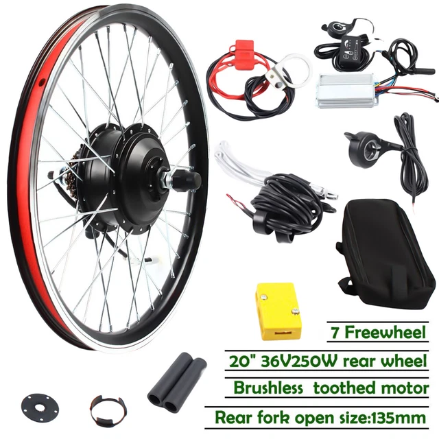 20 ZOLL LED Hinterrad Motor EBike Umbausatz 36V 250W Ebike Conversion