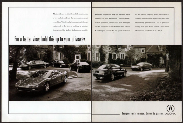 1998 ACURA Vintage Original 2 pages Print AD | NSX, EL Sport Sedan, RL photo car