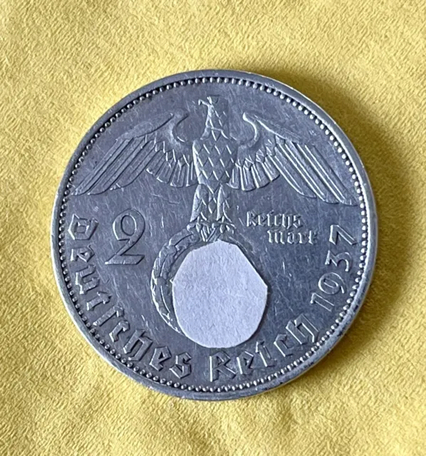 2 Deutsche Reichsmark Paul von Hindenburg 1937, Deutsches Reich Silber 625/1000