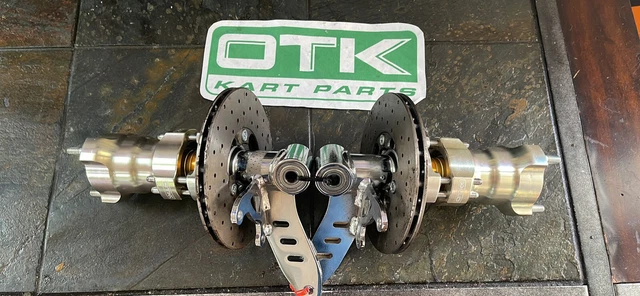 OTK Tony Kart KZ BS5 Front Brake Disc Set kit with spindles and hubs.