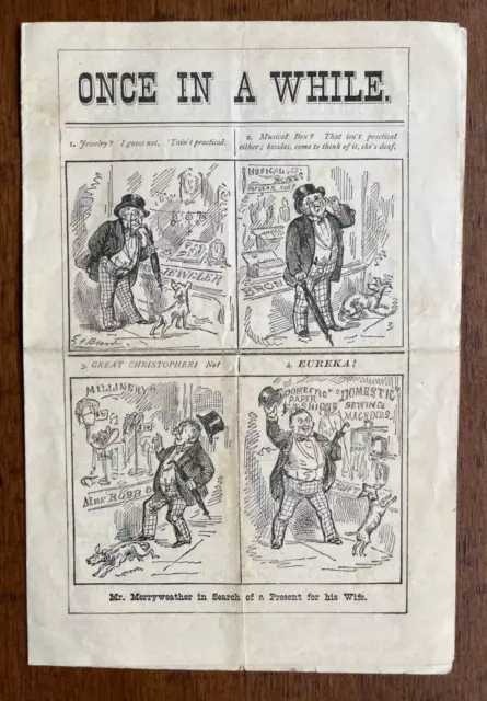 Victorian Trade Card Fold Out Comic, Pamphlet, Domestic Sewing Machine Ad