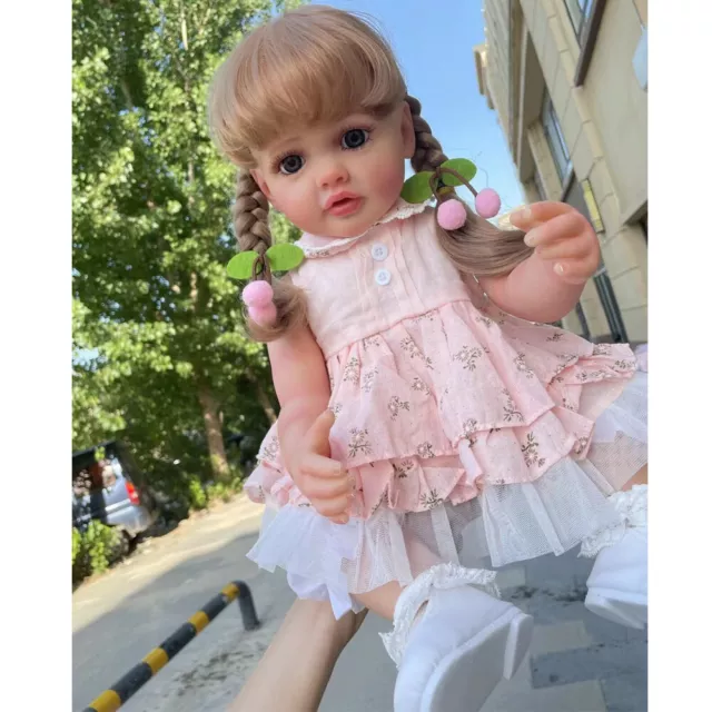 22" Toddler Reborn Baby Doll Lifelike Girl Full Body Silicone Vinyl Washable Toy