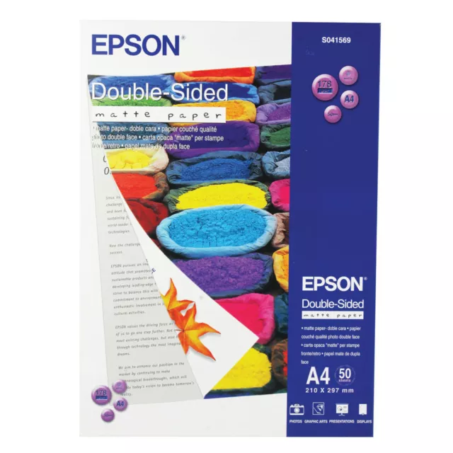 Epson Double-Sided Matte A4 Photo Paper Heavyweight Pack of 50 C13S041569