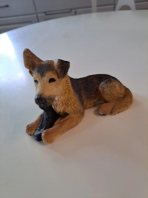 Vintage 1985 German Shepard Figurine Resin Brileyco Signed By Artist