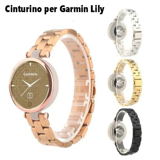 Cinturino orologio acciaio x Garmin Lily Smart Watch 14mm oro argento rosa nero