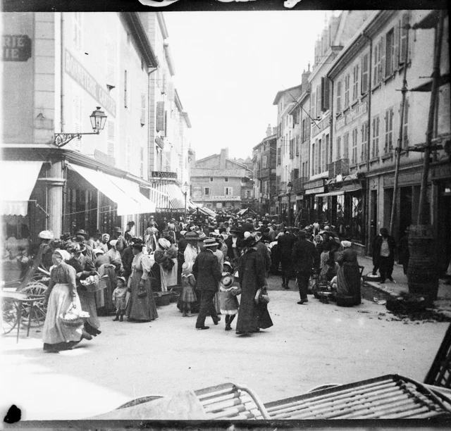 BOURGE EN BRESSE 1909 - Négatif Verre - Jour de Marché Ain - 1609