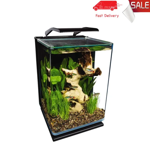 Portrait Glass LED Aquarium Kit Fish Tank, 5 Gallons, Hidden Filtration