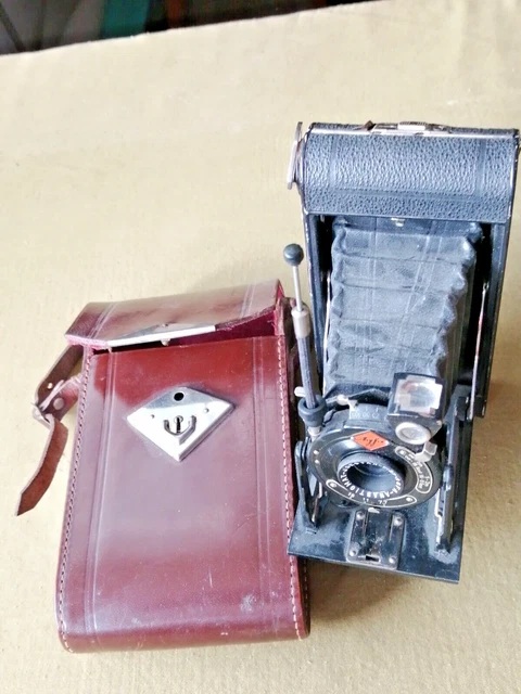 AGFA Klapp- Balgenkamera Anastigmat – JGESTAR F:7,7 Ledertasche, Drahtauslöser