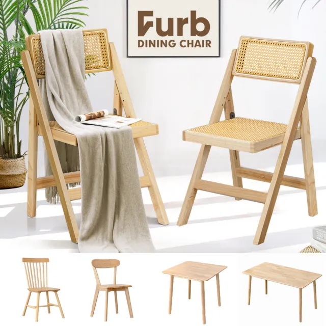 Furb Dining Chairs Dining Table Accent Wooden Frame Modern Natural Oak