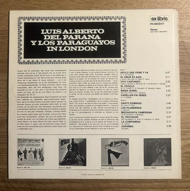 LP - Luis Alberto del Parana y Los Paraguayos – In London - Salsa - 1970 2