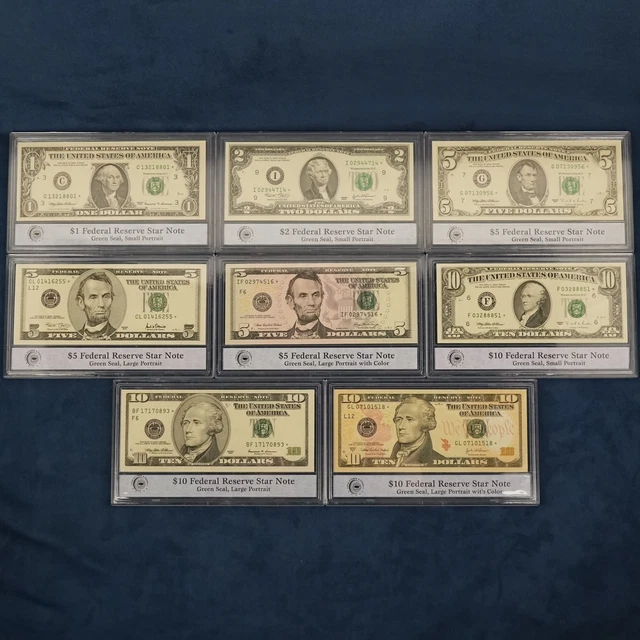 Federal Reserve Star Note Collection 8 Notes - Free Shipping USA