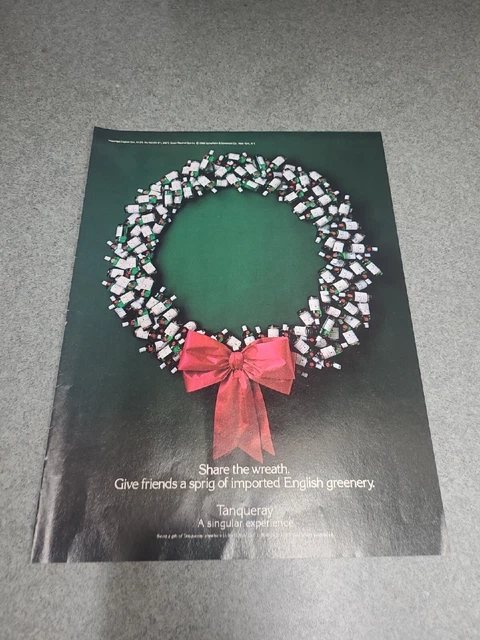 1988 Tanqueray Gin Share The Wreath  Print Ad Christmas Wreath Photo Ad