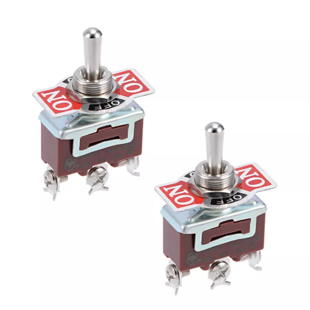 SPDT Momentary Rocker Toggle Switch AC 15A 250V 3P ON/OFF/ON Metal Bat 2pcs