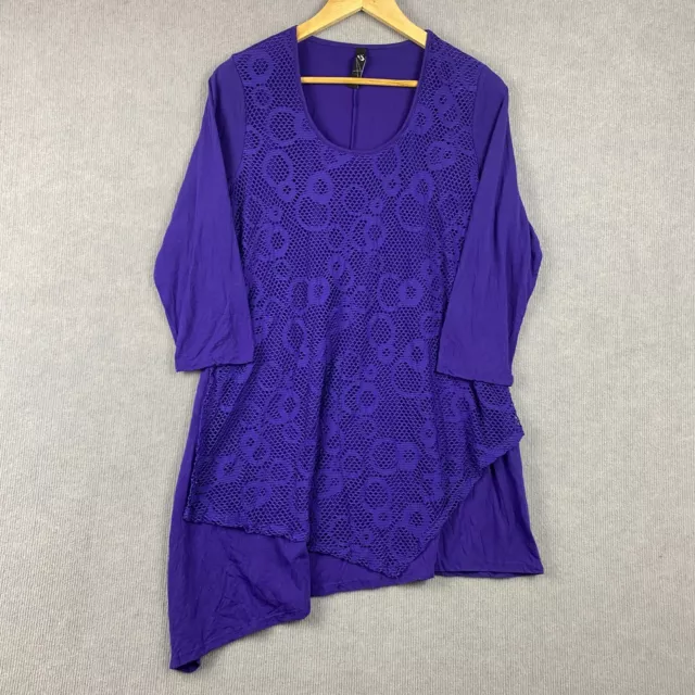 Taking Shape Dress Womens Extra Small Violet Crochet Lace Asymmetric Stretch