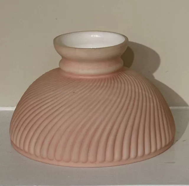 Vintage 10" Fitter Pink Swirl Hurricane Oil Or Electric Glass Dome Lamp Shade