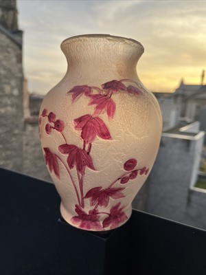 Grand Vase en pate de verre Legras série Rubis DLG Daum Gallé 
