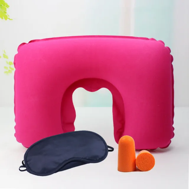 1X Portable Inflatable Flight Pillow Neck U Rest Air Cushion 11