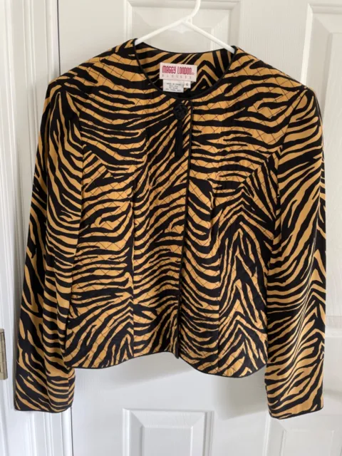 Maggy London 100% Silk Tiger Print Blazer Jacket. Ladies 6.