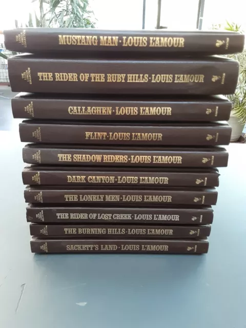 10 vintage LEATHERETTE Louis L'Amour  western COWBOY hardbacks UNREAD nice!