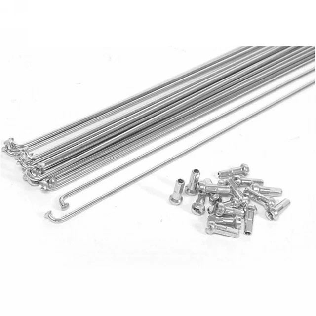 Lot De 100 Rayons De Roue Noirs 2.0 Mm X 255 Mm – Droits, Acier, Universels Pour Vélo