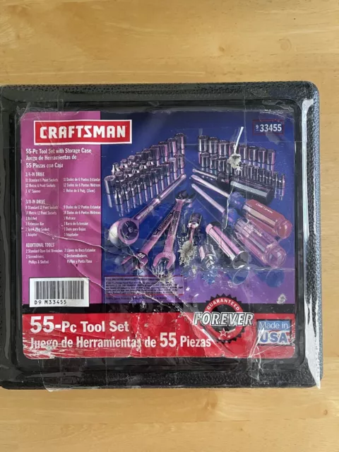 NOS Craftsman 55 pc. Socket Set V 33055 Made in USA in Case Laser Etched VT44811