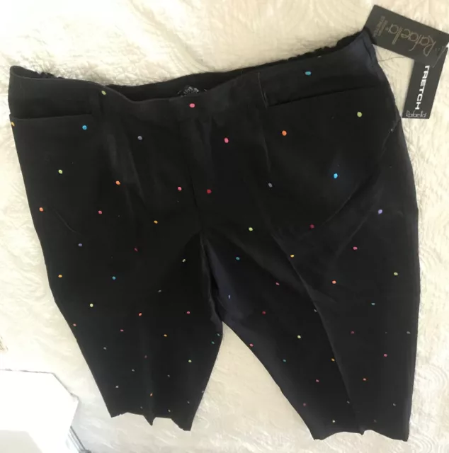 Women's Rafaella Black Polka Dot Embroidered Stretch Pants-Size 18W  *NEW w/Tag*