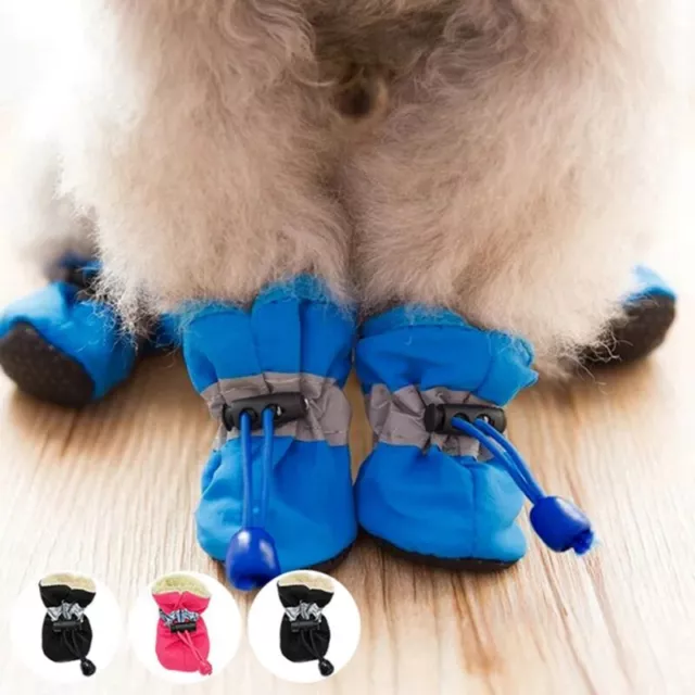 4 Unidades De Zapatos Calidos Antideslizantes Impermeables Para Perros y Gatos