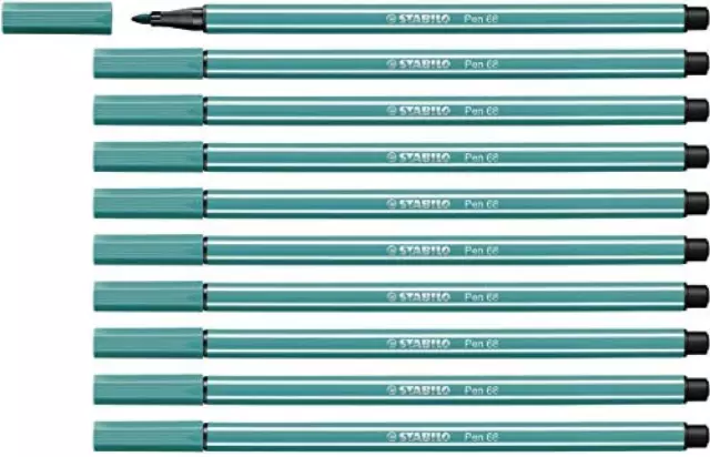 Pennarello Premium - STABILO Pen 68 - Confezione da 10 - Blu Turchese - NUOVO