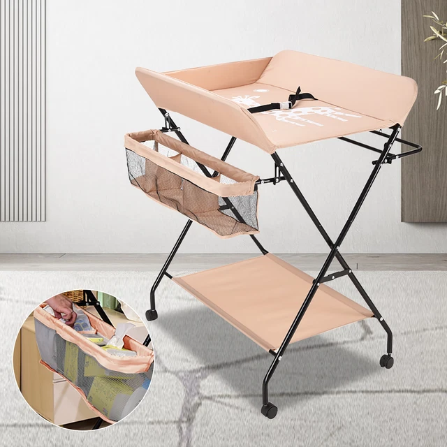 Baby Wickeltisch Klappbar Wickelkommode Massagetisch Mit Rollen Henverstellbar