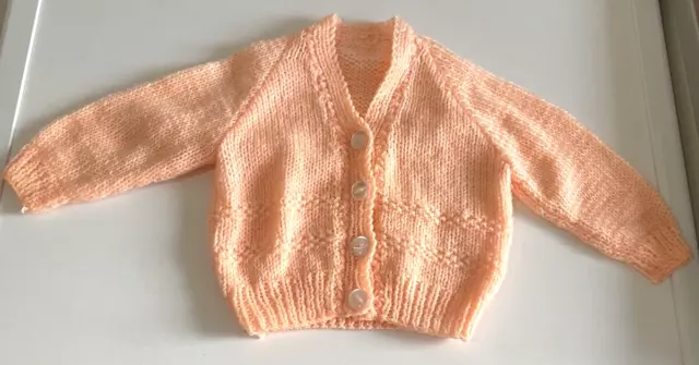 Vintage Peach Baby Knitted Button Up Cardigan Size 6-12 Months Estimated