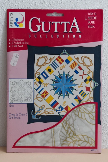 "Seidentuch, ARTY'S Gutta Collection, "Navi" 90x90 cm, panquequeque chino 5 "Seidentuch, ARTY'S Gutta Collection, "Navi" 90x90 cm, panquequeque chino 5