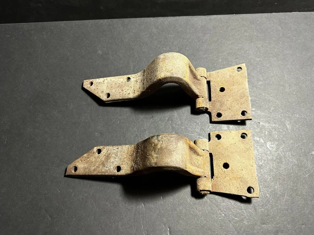 2 Antique Door Hinge Barn Cast Iron Strap Rustic Metal Primitive
