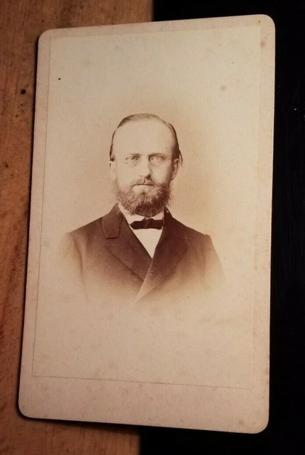 Mann mit Bart & Brille - Portrait ca. 1870er Jahre CDV Hermann Selle Potsdam