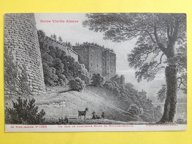 cpa GRAVURE EAU FORTE DESSIN Alsace CHÂTEAU RUINE du HAUT KOENIGSBOURG Bas Rhin