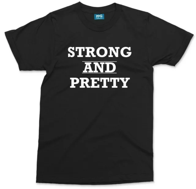 T-shirt FORTE E BELLA Divertente Uomo PALESTRA Top MMA Arti Marziali Allenamento