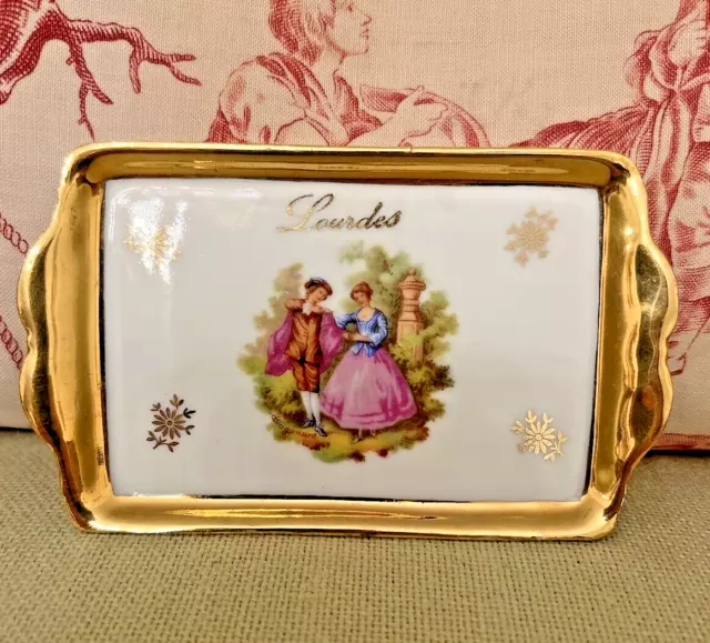 Vingage French Antique Limoges Trinket Tray  Authenic French Porcelain, Gilded