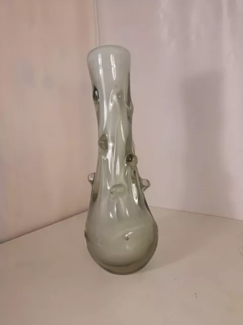 Pesante vaso solifleur in vetro di Murano color trasparente tendente un po al gr