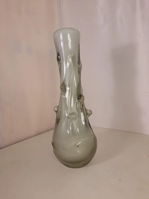 Pesante vaso solifleur in vetro di Murano color trasparente tendente un po al gr
