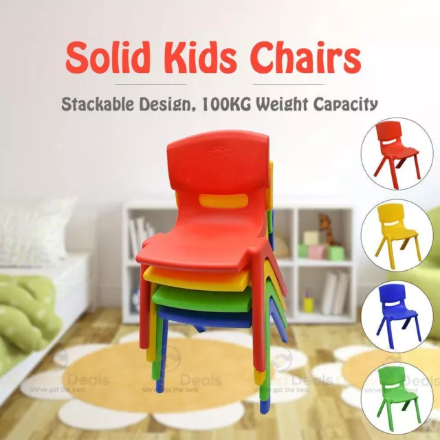 Set of 3 Brand New Kids Toddler Plastic Chair Yellow Blue Red Green Up to 100KG