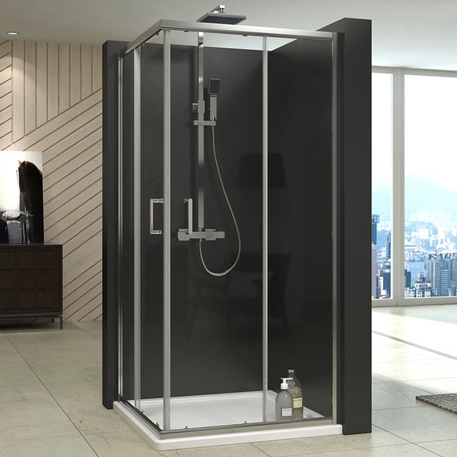 Duschkabine 90x90x185cm - Eckeinstieg Schiebetür, 5mm ESG Sicherheitsglas