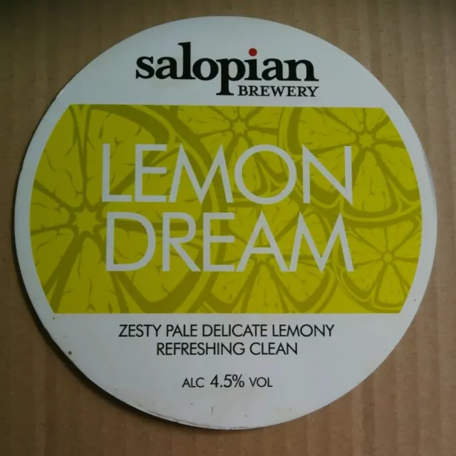 Beer pump badge clip SALOPIAN brewery LEMON DREAM cask ale pumpclip shropshire