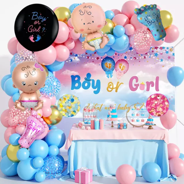 Baby Dusche Ballon Bogen Kit Geschlecht Enthüllung Girlande Mädchen Junge Party Dekoration UK