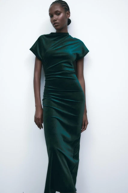 Zara velvet dress shop green