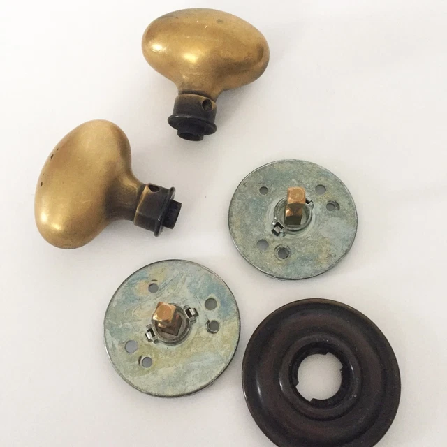 Vintage Solid Brass Oval Door Knob Reclaimed Salvage Hardware Aged Patina