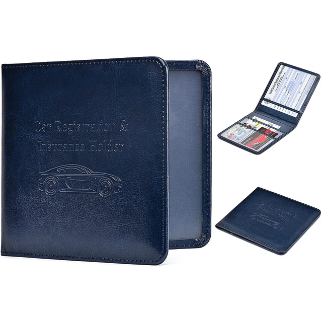 Car Registration and Insurance Card Holder - Leather Vehicle Glove Bo...