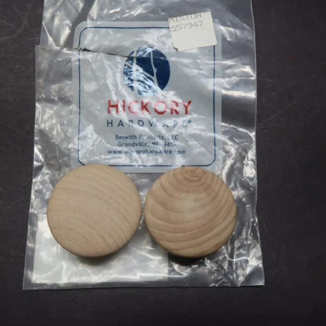 Pair of Hickory Hardware Natural Woodcraft Unfinished Wood Cabinet Knobs P185-UW
