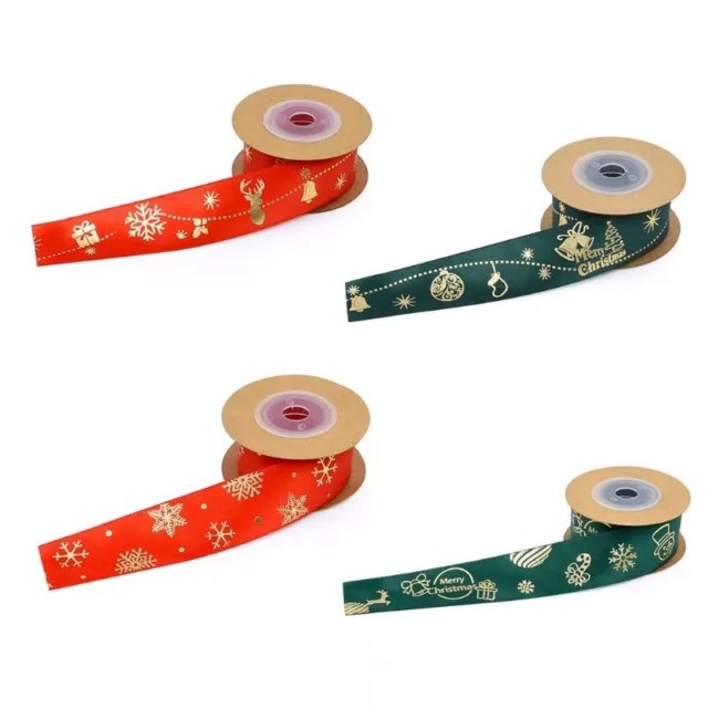Christmas Ribbon Bronzing Snowflake Snowman Ribbons for Wrapping Webbing