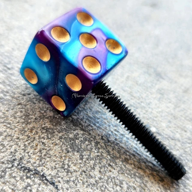 1 máquina de tatuaje 8-32 hilo americano tornillo de contacto púrpura/azul galaxia parte superior de dados